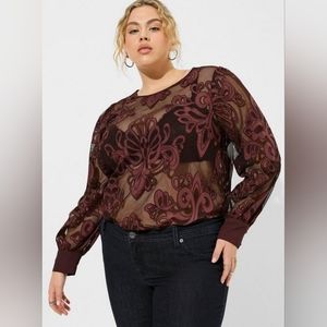 TORRID Embroidered Mesh Blouse 3x NWT